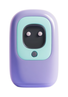 Futuristic lilac and aqua robot design with screen and buttons png