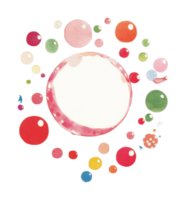 Colorful array of abstract watercolor circles in various sizes and hues png