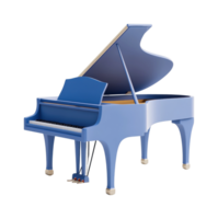Elegant blue grand piano with open lid and visible pedals png
