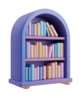 Colorful bookshelf with assorted books in modern design png