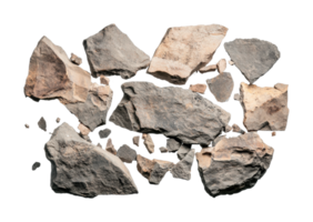 Assorted rocks and stones broken into various pieces png