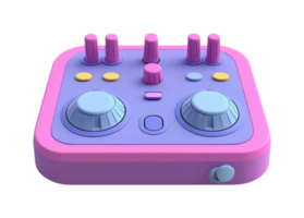 Retro-inspired colorful audio mixer with knobs and dials png