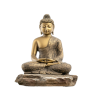 Ancient buddha statue in meditation pose png