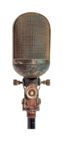 Vintage classic microphone with metal mesh and rusty finish png
