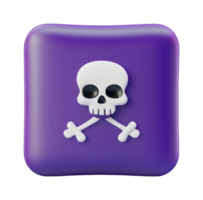Purple square button with skull and crossbones icon for apps and games png