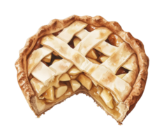 Delicious apple pie with lattice crust and missing slice png