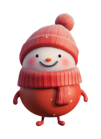 Cheerful snowman with red hat and scarf smiling png