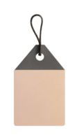 Blank square price tag with rope string attachment for retail use png