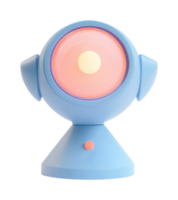 Retro-inspired blue cone lamp with circular pink light and button png