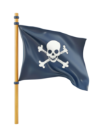 Jolly roger pirate flag with skull and crossbones on pole png