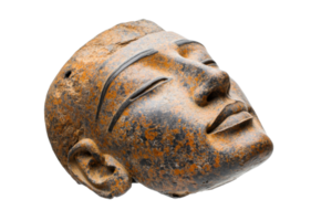 Ancient stone sculpture of a pharaoh's face png