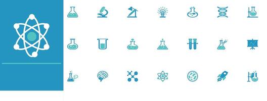 Modern science icons for tech, education, lab use. Clean, minimalist designs, editable, scalable for presentations, apps, websites vector