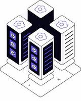 A group of servers with a cloud in the middle vector