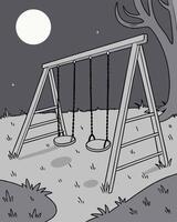 A swing set in the park at night vector