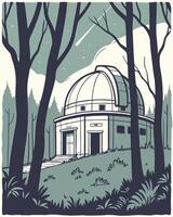 An illustration of a building in the woods vector