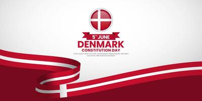 Denmark ribbon flag for National day background. Template for Constitution day banner design vector