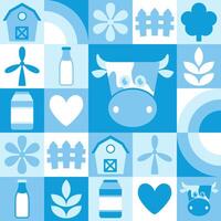 World Milk Day illustration for web template, landing page with geometric nature mosaic vector