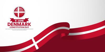 Denmark constitution day banner background 5th of June design with realistic waving flag vector