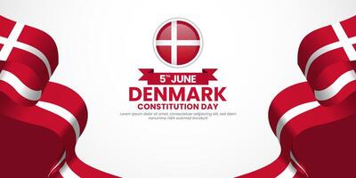 Denmark constitution day banner 5th of June design element with realistic waving flag vector