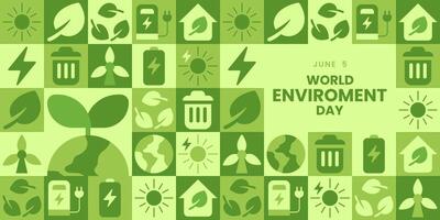 World Environment Day illustration background for web template with geometric nature mosaic vector