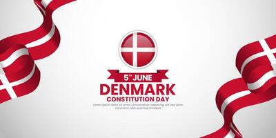 Denmark constitution day banner background 5th of June design element with realistic waving flag vector
