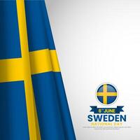 Sweden flag for national day square banner background with realistic flag vector