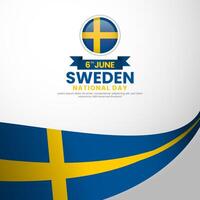 Sweden flag for national day square background with realistic flag vector