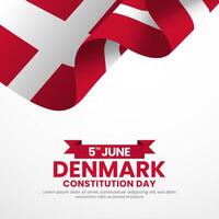 Denmark flag for constitution day square banner background with realistic flag vector