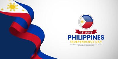 Philippines independence day Flag background design with blank space area vector