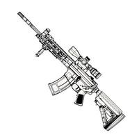 Lightweight Assault Rifle With Folding Stock vector