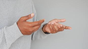 Hands expressing ideas during a conversation in a neutral setting video