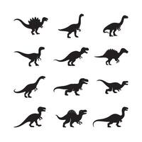 Set of Silhouette Dinosaur, Ancient Reptile Animal Design vector