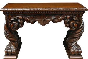 Intricately Carved Wooden Console Table With Ornate Legs photo