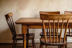 Rustic Wooden Table With Matching Chairs photo