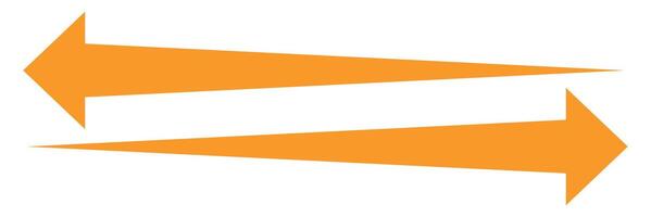 Orange arrow icon set. Long arrow. double long arrow left and right side arrow. vector