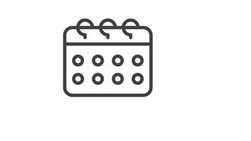 Animated simple black and white calendar icon for easy scheduling video
