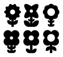 Set of summer and spring flowers, shapes and silhouettes vector