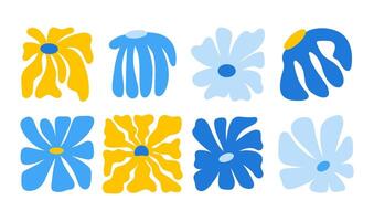 Set of abstract retro flowers in a square vector