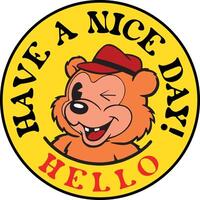 A cartoon logo featuring a playful winking bear, designed with bold, simple lines and vibrant colors. Perfect for branding, children's products, or fun, friendly designs. vector