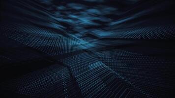 Dark stylish abstract technology background with a glowing grid network of digital data particles. This modern tech background is full HD and a seamless loop. video