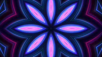 Glowing neon shapes kaleidoscopic pattern background. Full HD and looping animation. video