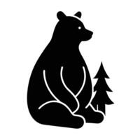 A black bear sitting in front of a tree vector