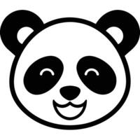 A panda bear face is shown in a simple line drawing vector