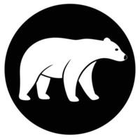 A black and white polar bear in a circle vector