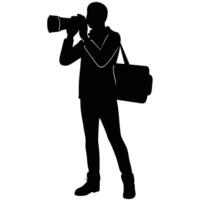 Silhouette of a man with a camera and bag vector