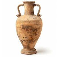 Ancient clay amphora showing greek pottery tradition photo