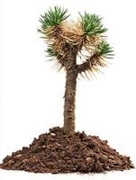 Joshua Tree above soil, photorealistic Joshua Tree plant with soil, isolated on white photo