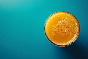 Top View Of Fresh Lemonade On Vibrant Background With Copy Space, Food Photography photo