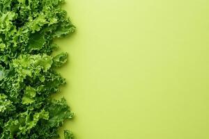 Top View Of Mixed Green Salad With Dijon Vinaigrette On Vibrant Background With Copy Space, Food Photography photo