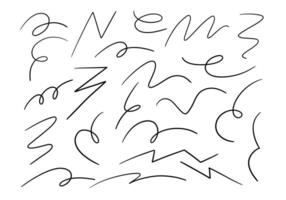 Hand Drawn Scribble Line And Stroke. A spontaneous collection of 22 hand drawn scribble lines and flowing strokes in various abstract forms including loops zigzags wave. Perfect for expressive playful vector